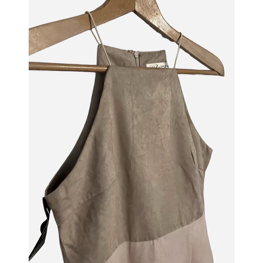 RARE LONDON Faux Suede Colorblock Asymmetrical Hemline Dress US Size 4/Small NEW - Picture 4 of 16